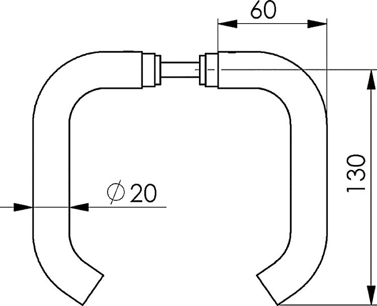 AMF 419G Türdrücker-Paar, für Kastenbreite: 30 - 50 mm, Garnitur: Ja, Lochteil: - - LE 419 Tuerdruecker-Lochteil -Skizze