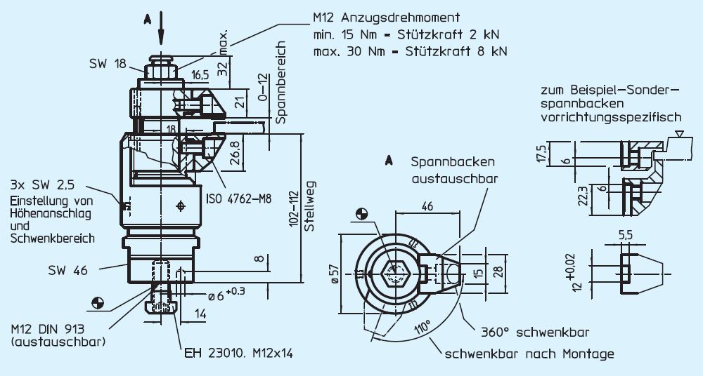 Halder 23320.0012 Schwimmspanner, kombinierte Spannung und Verblockung M12 - EH 23320 Schwimmspanner kombinierte Spannung und Verblockung M 12