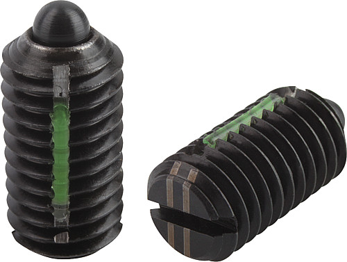 Kipp K0323.205 FEDERNDES DRUCKSTÜCK  M5, BOLZEN, LONG LOK, VERSTÄRKTE FEDER - KIPP K0323 Federnde Druckstuecke mit Schlitz und Dr