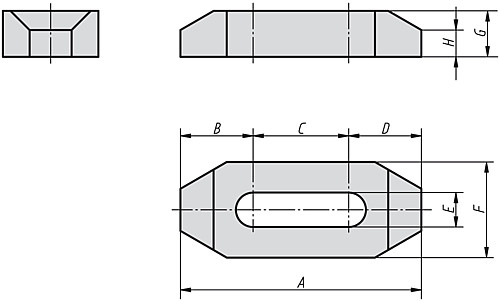 Kipp K0835.16160 SPANNEISEN A=160, F=38, G=25, H=15 - KIPP K0835 Spanneisen