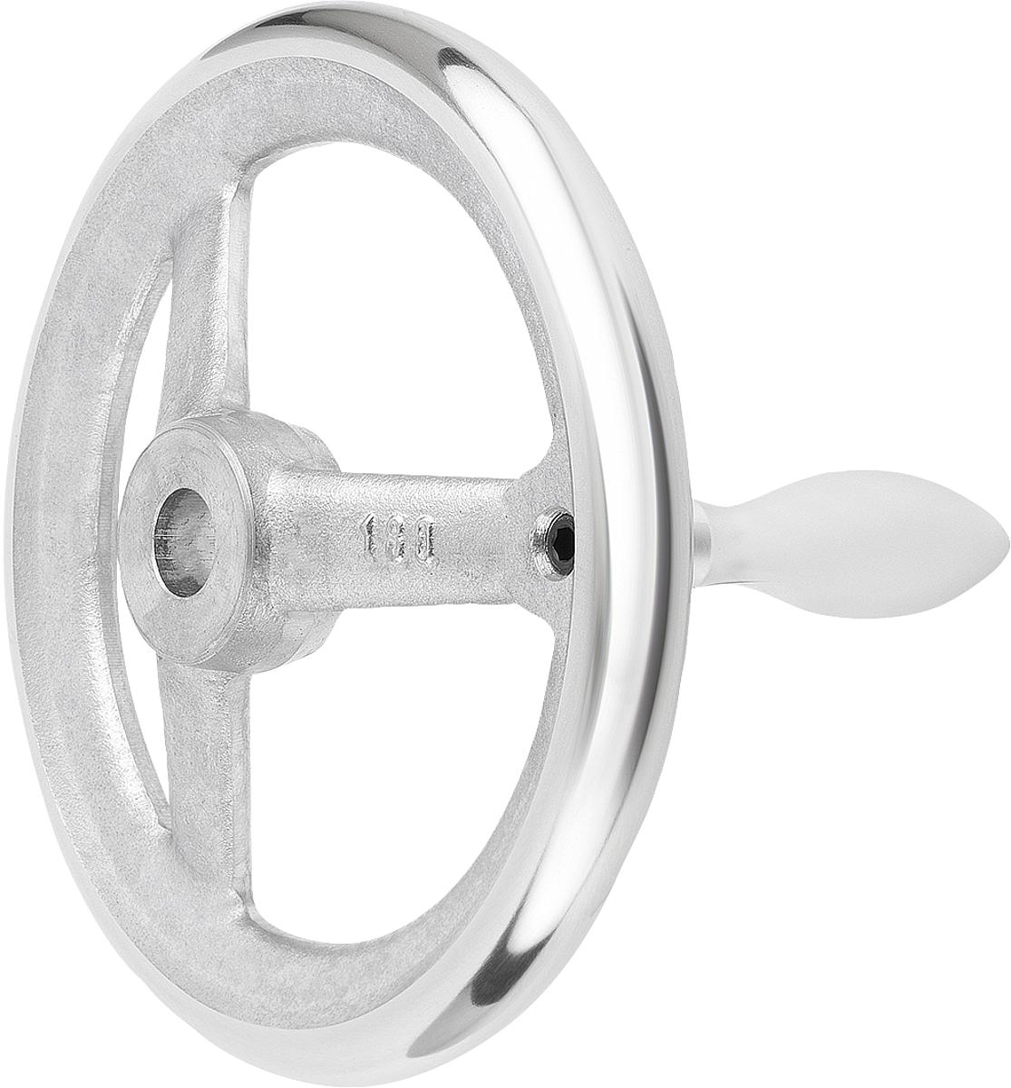 Kipp K0160.2125X14 HANDRAD DIN 950, ALU, FESTST.GR.O.NUT, D1=125, D2=14 - K0160-2125X14 HANDRAD DIN 950 - ALU - FESTSTEHENDEM GRIFF OHNE NUT - D1 125 - D2 14