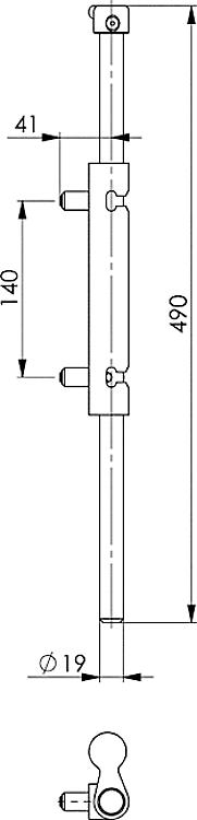 AMF 151C Stangenriegel, Convenient, passend für Rohrprofile ab: 30 x 30 mm, Dicke des Rohrprofils: 2-3 mm - LE 151C Stangenriegel - Convenient -Skizze
