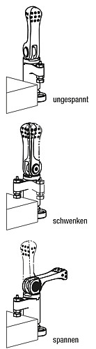 Kipp K0925.0100 SCHWENKSPANNER LINKS VERGÜTUNGSSTAHL, MINI, X=22,4 - KIPP K0925 Schwenkspanner mini mit Exzenterhebel