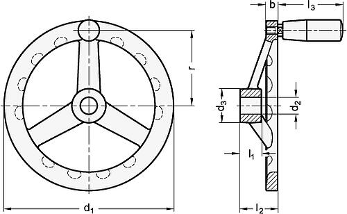 Ganter 949-200-B20-A EDELSTAHL HANDRAD - GN 949 Edelstahl Handraeder-Abbildung