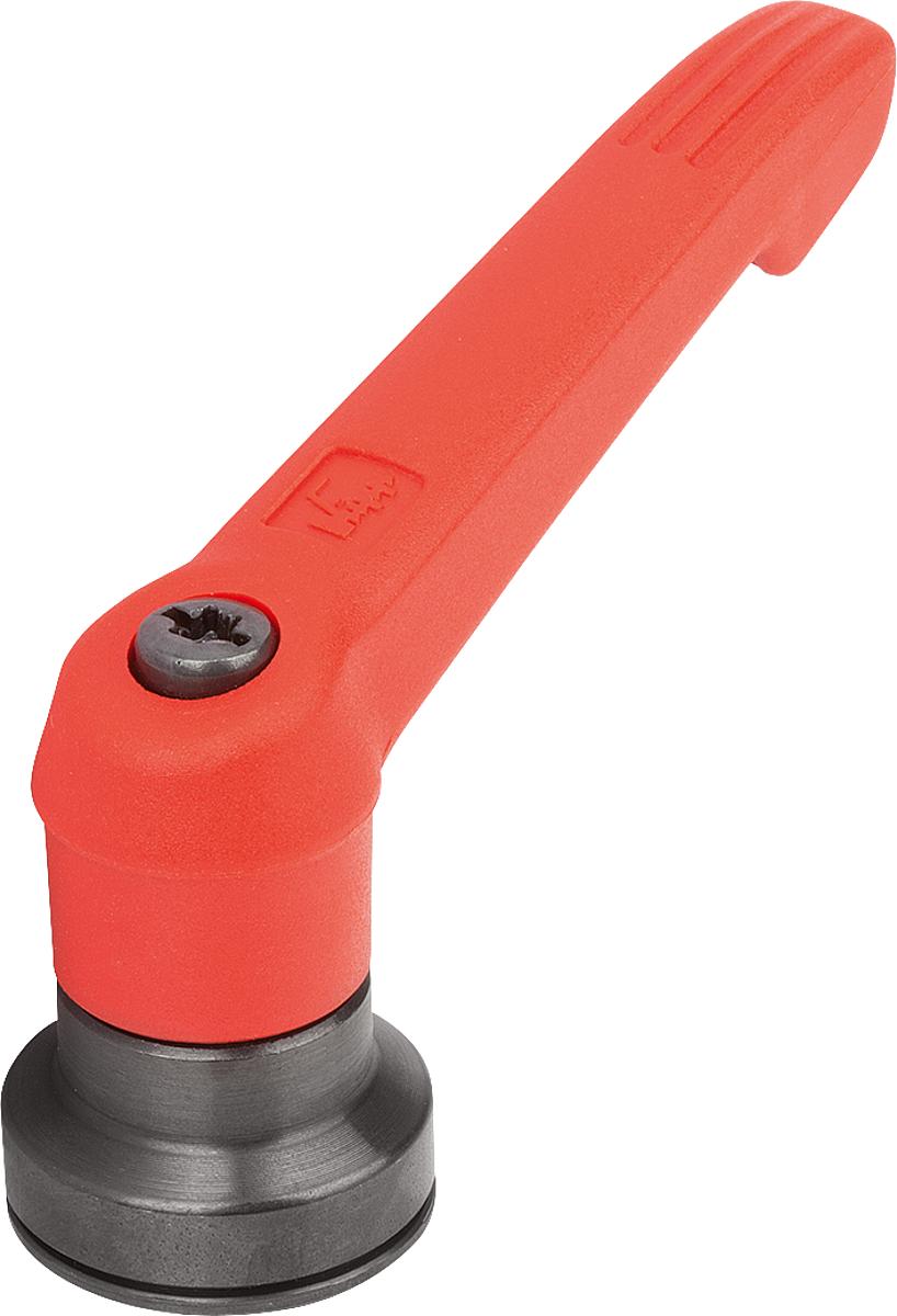 Kipp K1597.51284 KLEMMHEBEL MIT SPANNKRAFTVERSTÄRKER, GR.5, M12, KUNSTSTOFF ROT RAL3020, KOMP:STAHL BRÜNIERT - K1597-51284 KLEMMHEBEL-SPANNKRAFTVERSTAERKER -GR 5 -M12 -KUNSTSTOFF ROT RAL3020 -KOMP STAHL