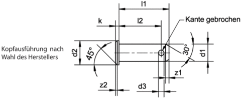 Leschhorn 09131.35-05 DIN 1434 Splintbolzen passend für Gabelkopf 35x72, verzinkt, 35x87x76,5 - DIN 1434 Splintbolzen