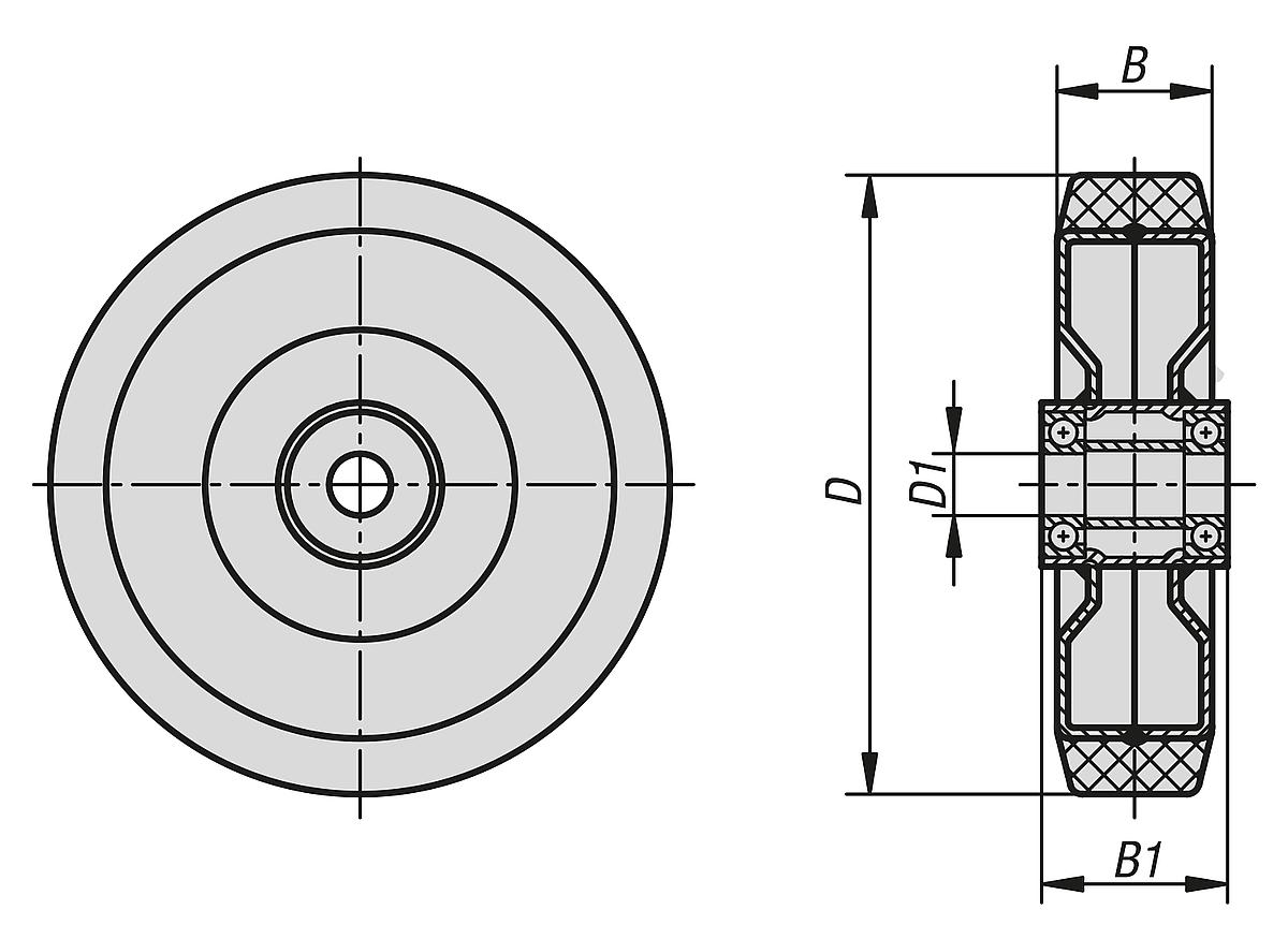 Norelem 95060-20050 Schwerlasträder Radkörper geschweißt - NLM 95060 Schwerlastraeder Radkoerper geschweisst - Massblatt
