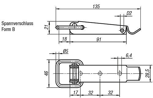 Kipp K0045.2641351 SPANNVERSCHLUSS MIT SPANNBÜGEL, FORM B, STAHL - KIPP K0045-SVB Spannverschluesse mit Spannbuegel For