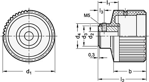 Ganter 526.8-60-B10 ELESA DREHKNOPF FÜR STELLUNGSANZEIGER - GN 526-8 Drehknoepfe fuer Stellungsanzeiger-Skizze