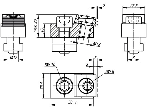 Kipp K0029.18 NIEDERZUG EXZENTER SPANNPRATZE, B=18 - KIPP K0029 Niederzug Exzenter Spannpratzen