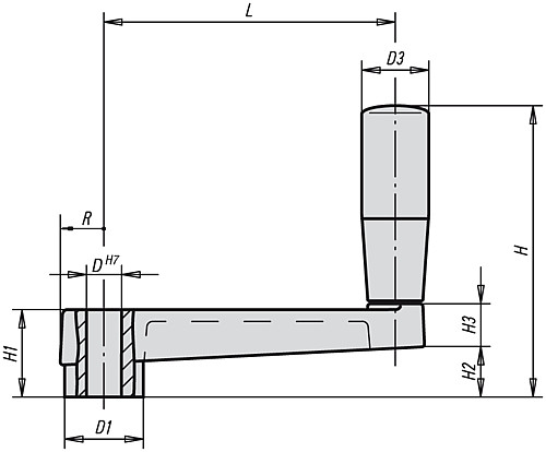 Kipp K0727.100 HANDKURBEL, AL, D=10, L=80 - KIPP K0727 Handkurbeln aus Aluminium