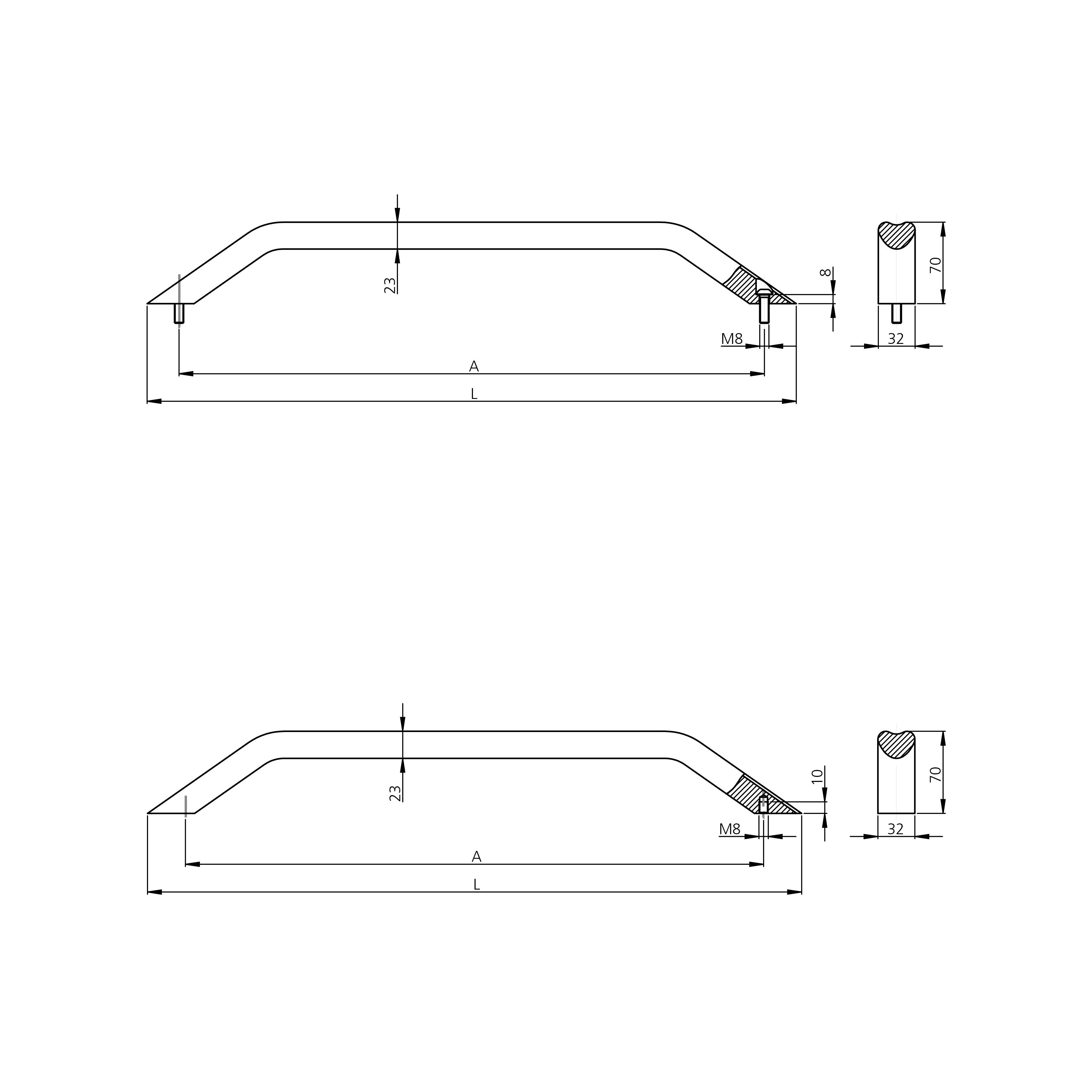 Leschhorn  BGMV-32-R600-54 Bogengriff in ergonomischen Design, Aluminium, pulverbeschichtet schwarz, A 600 - LE BGMV Bogengriff ergonomic design - Massblatt