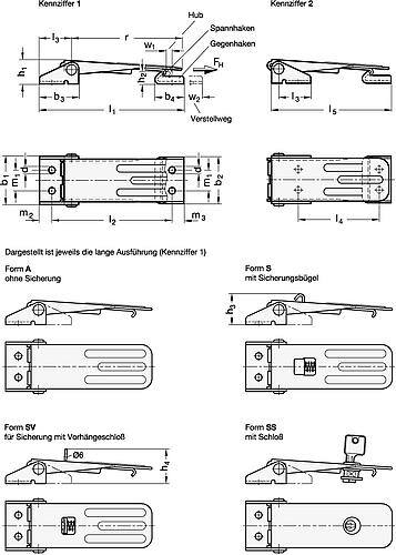 Ganter 821-400-A-ST-2 SPANNVERSCHLUSS - GN 821 Spannverschluesse - Stahl - Edelstahl-Skizze
