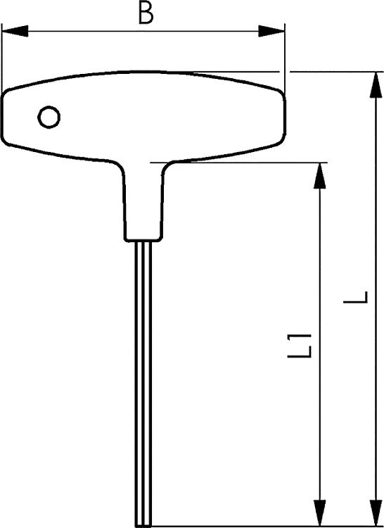 AMF 906QGE-4x150 Kugelkopfschraubendreher (mm) mit ergonomischen 2-Komponenten-Quergriff, SW: 4 mm, B: 80, L: 175 - LE 906QGE Kugelkopfschraubendreher -mm- mit ergonomischen2-Komponenten-Quergriff - Skizze