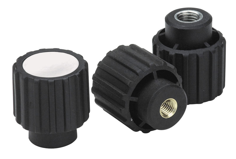 Leschhorn N241 Rändelmuttern  D 49; d 32; Gewinde d1 M12; Kunststoff PA, schwarz, - Boteco N241 Muffen