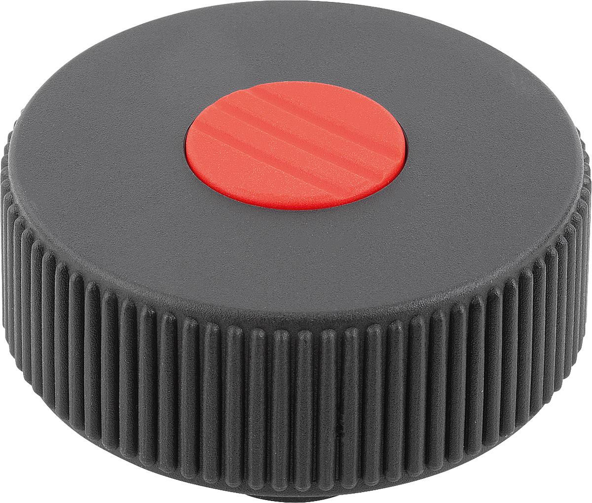 Kipp K0260.43106 NOVO.GRIP RÄNDELRAD  GR.3  FORM H, D=63, D3=10, DECKEL VERKEHRSROT - K0260-43106 NOVO GRIP RAENDELRAD GR 3 FORM H - D 63 - D3 10 - DECKEL VERKEHRSROT