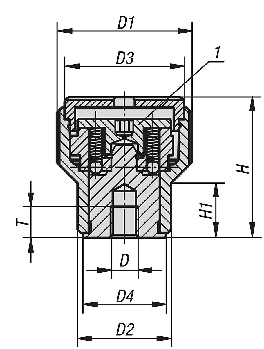 Kipp K0277.3087 DREHMOMENT RÄNDELKNOPF GR.3  M8, DECKEL RAPSGELB - K0277-IG Drehmoment Raendelknoepfe mit Innengewinde - Massblatt