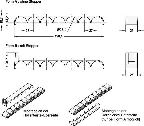Ganter 646.5-A Bremsschienen - GN 646-5 Bremsschienen-Skizze