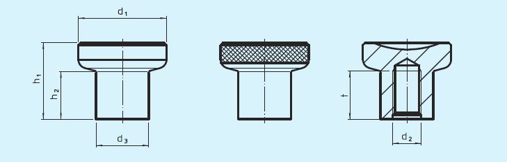 Halder 24520.0105 Knopf 25 x M 6 ohne Rändel, rostfreier Stahl - EH 24520 Knoepfe