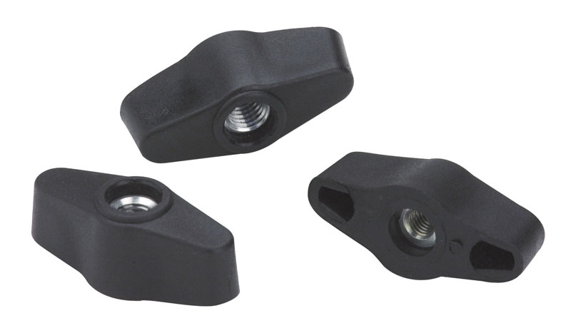 Leschhorn L755 Flügelmuttern  A 45; Gewinde d1 M6; Kunststoff PA, schwarz, - Boteco L755 Fluegelmuttern