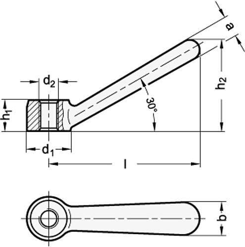 Ganter 206-16-M8-NI EDELSTAHL SPANNMUTTER - GN 206 Spannmuttern - Edelstahl Feinguss-Skizze