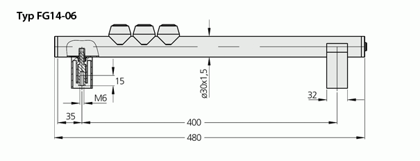 Leschhorn FG14-06.400.04   Funktionsgriff A 400,  Griff mit 3 Taster - Leschhorn FG14 Funktionsgriffe mit elektrischer Schaltfunktion - Typ FG14-06