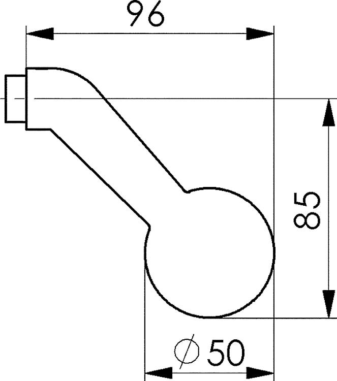AMF 483L Türdrücker-Lochteil, Türknopf: Ø 50 mm - LE 483L Tuerdruecker-Lochteil -Skizze