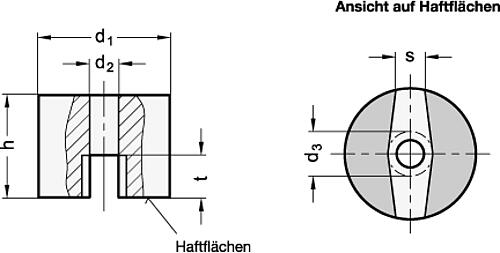 Ganter 60-AN-13 KNOPFMAGNET - GN 60 Knopfmagnete mit Bohrung-Skizze