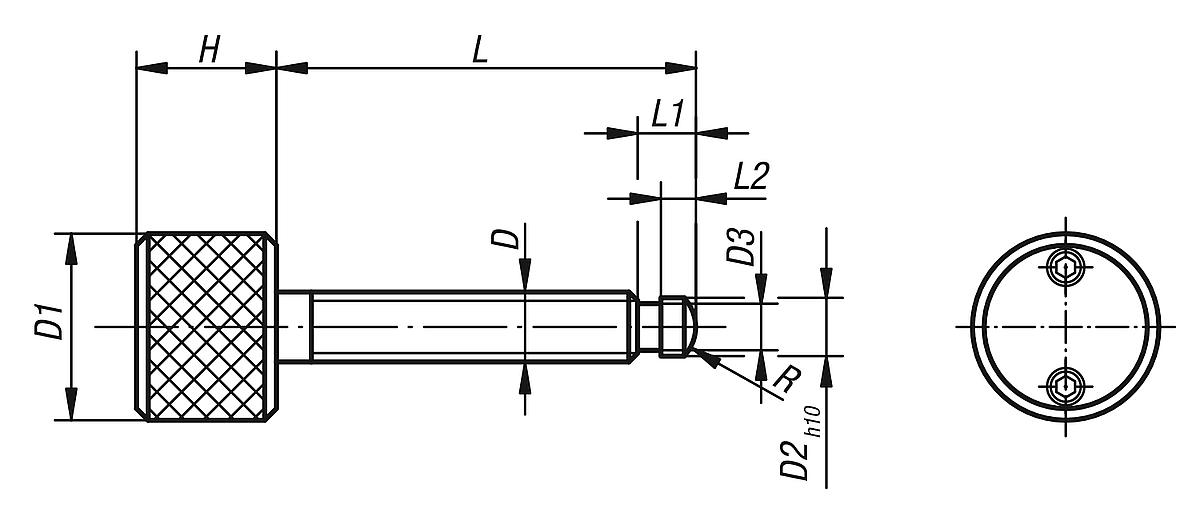 Norelem 07134-08X60 DREHMOMENTSCHRAUBE, MIT KUGELDRUCKZAPFEN  M8X60 - NLM 07134 Drehmomentschrauben mit Kugeldruckzapfen - Massblatt