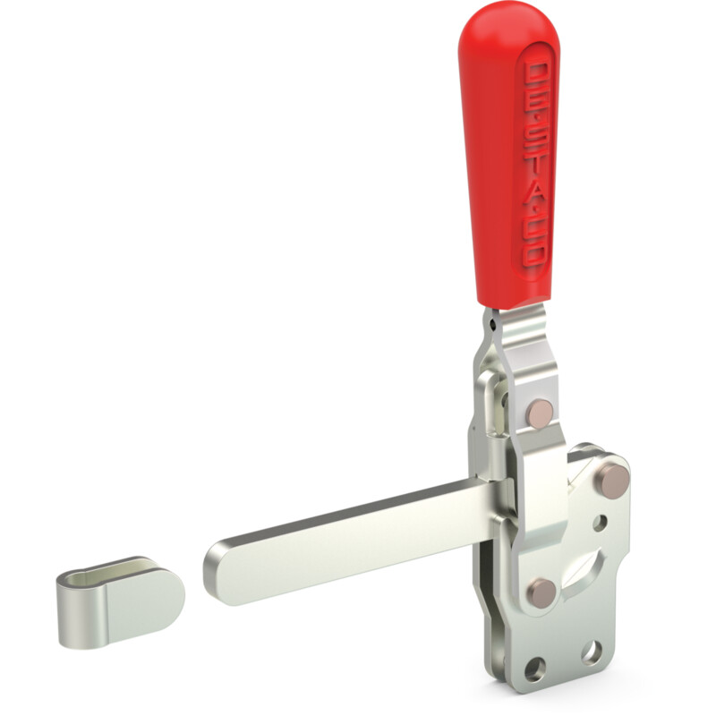 DESTACO 207-LBR Vertikal-Kniehebelspanner Haltekraft 1700 N - 2700 N, Öffnungswinkel 90° - 115° - DESTACO 207-LBR Vertikalspanner - massiver Spannarm lang - Fuss gerade - mit Zusatzverriegelung