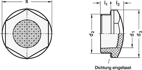 Ganter 541.3-15-G1/2 Prismatic Ölschaugläser, Kunststoff, Dichtung eingefasst - GN 541-3 Prismatic Oelschauglaeser - Kunststoff - Dichtung eingefasst-Skizze