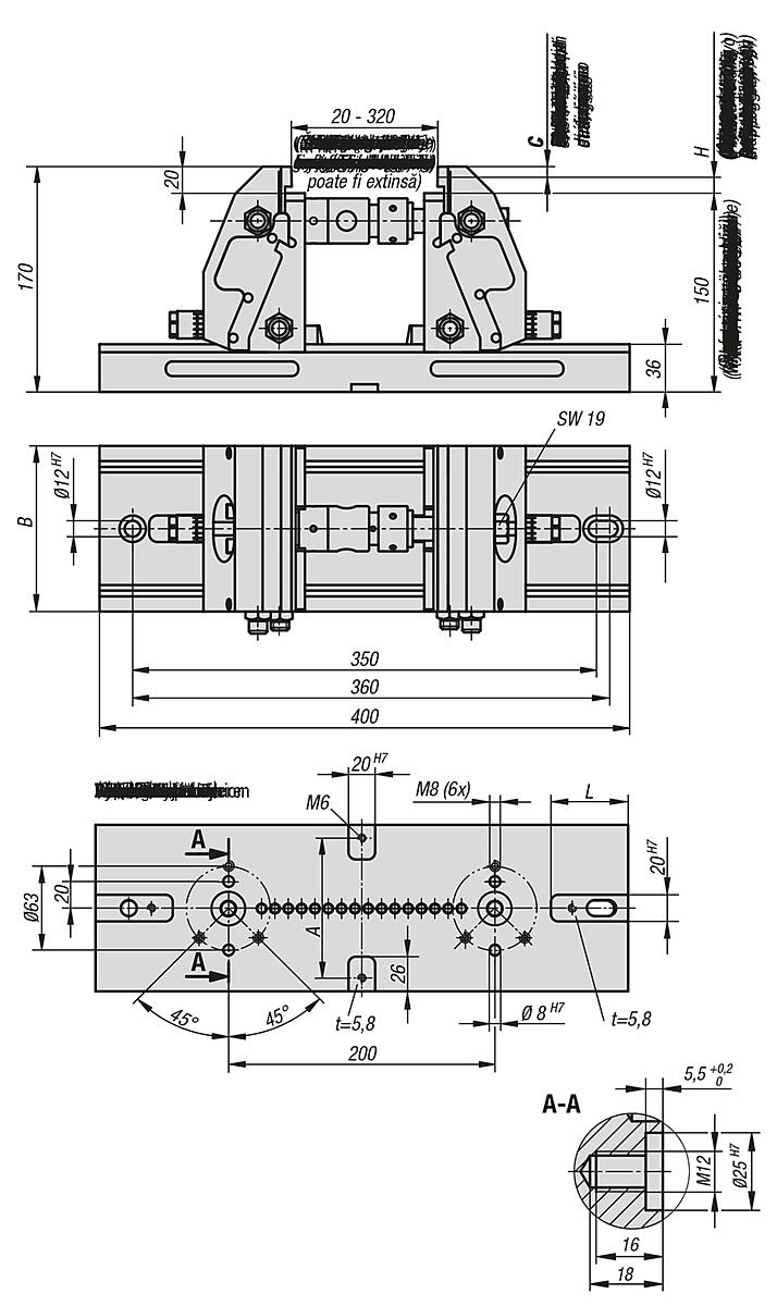 Norelem 41300-124000901500 5-ACHS-SPANNER KOMPAKT NORELEM B=90, EINSATZSTAHL, GLATTE AUSFÜHRUNG, KOMP:WERKZEUGSTAHL - NLM 41300 5-Achs-Spanner kompakt Spannbacken glatt - Massblatt