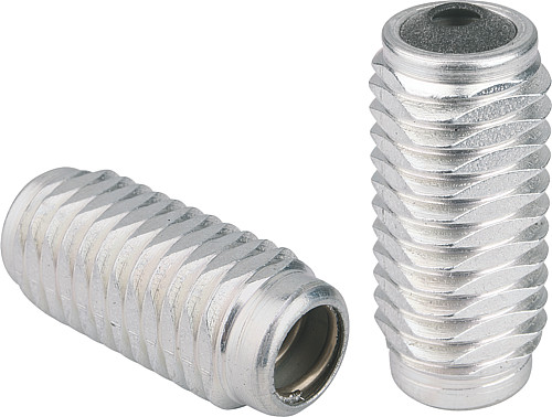 Kipp K0372.2020X12 FEDERNDES SEITENDRUCKSTÜCK FORM B, D=M12, D1=M4, F=20N, L=11 - KIPP K0372-B Federnde Seitendruckstuecke mit Gewind