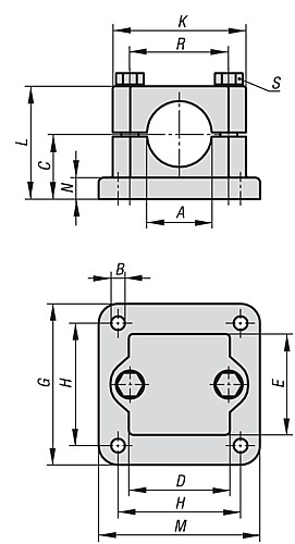 Kipp K0479.5220 FLANSCHKLEMMSTÜCK ALUMINIUMGUSS, A=20,2 - KIPP K0479 Flanschklemmstuecke - Aluminium