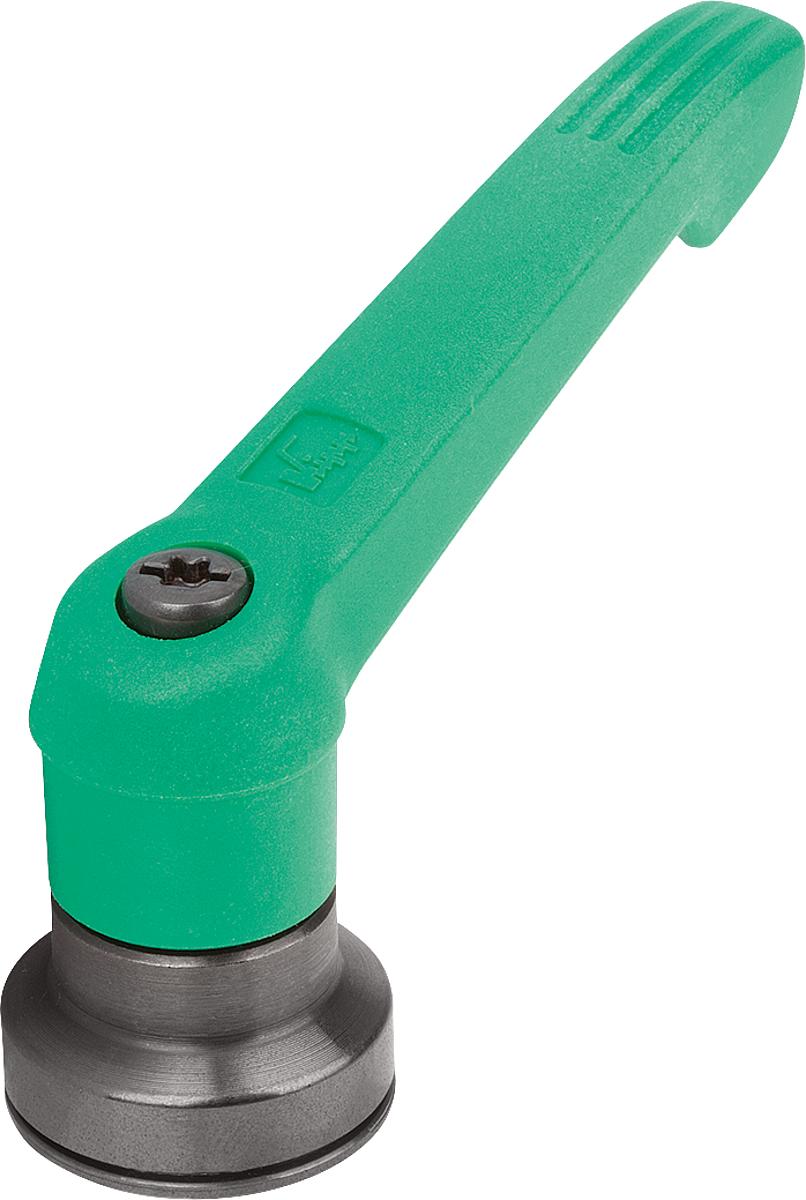 Kipp K1597.51286 KLEMMHEBEL MIT SPANNKRAFTVERSTÄRKER, GR.5, M12, KUNSTSTOFF GRÜN RAL6032, KOMP:STAHL BRÜNIERT - K1597-51286 KLEMMHEBEL-SPANNKRAFTVERSTAERKER -GR 5 -M12 -KUNSTSTOFF GRUEN RAL6032 -KOMP STAHL