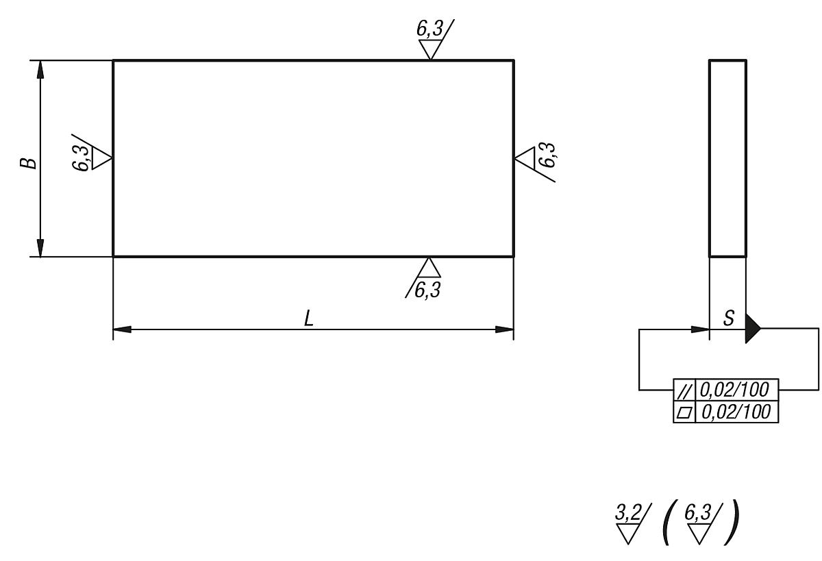 Norelem 01140-11X400 RECHTECKIGE PLATTE GG, B=200, S=40, L=400 - NLM 01140 Rechteckige Platten allseitig bearbeitet Grauguss und Aluminium - Massblatt
