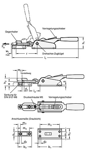 Ganter 852.1-1400-T5 VERSCHLUSS SPANNER MIT VERRIEGELUNG - Ganter GN 852-1 Verschluss Spanner