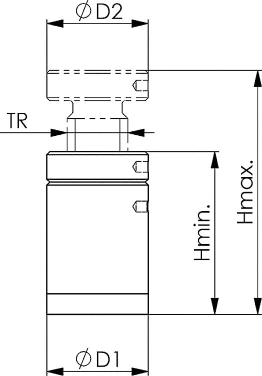 AMF 6405- 80 Alu-Schraubbock mit Magnetfuß, Größe : 80, H min.: 60, H max.: 80, F max.: 30 kN - LE 6405 62 Alu-Schraubbock mit Magnetfuss-Skizze
