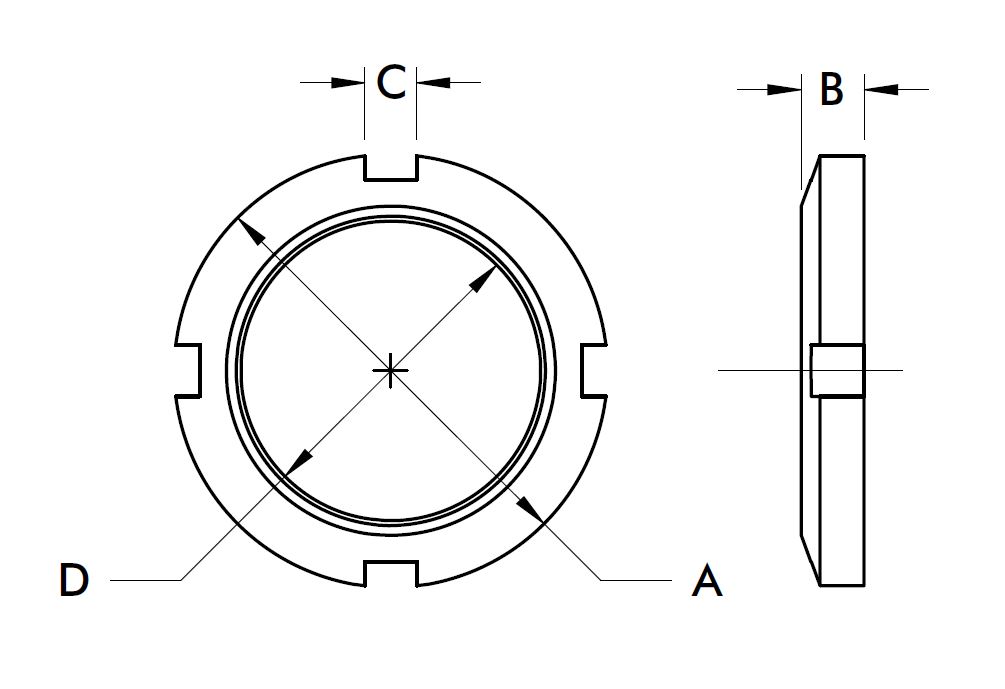 DESTACO 872550 Befestigungsmuttern für Schwenkspanner Serie 8700, D M40X1,5, A 53mm, B= 9mm, C= 6mm, passend zu Modell 8725 - Befestigungsmuttern Nutmutter fuer Schwenkspanner Serie 8700 - TZ