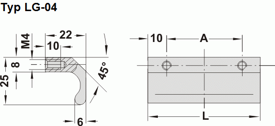 Leschhorn LG-04.045.01  Aluminium Griffleisten A 45,  natur eloxiert - Leschhorn LG-04 Aluminium Griffleisten