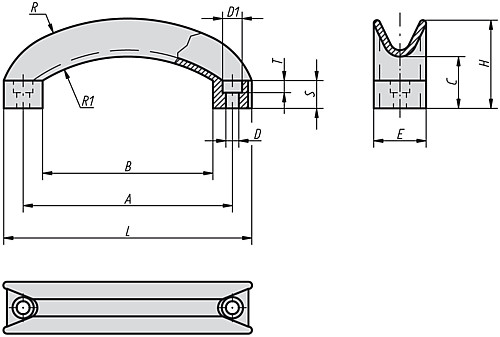Kipp K0194.11406 NOVO.GRIP BRÜCKENGRIFF A=114, D=6,5, THERMOPLAST - KIPP K0194 Brueckengriff