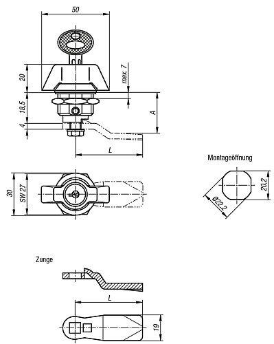 Kipp K0525.1183 DREHRIEGEL MIT KNEBELBETÄTIGUNG - KIPP K0525 Drehriegel mit Knebelbetaetigung