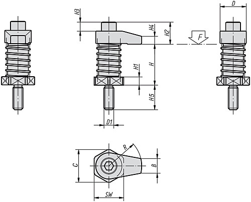 Kipp K0015.16150 SPANNHAKEN MIT BUND  M16 - KIPP K0015 Spannhaken mit Bund