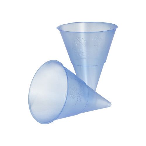 Papstar 19618 PAPSTAR Becher Blue Cone, Einweg, PP, spitz, 115 ml, blau, transparent, 1VPE= 1000 Stück - PAPSTAR 19618 Spitzbecher 115 ml aus blauem Kunststoff -Blue Cone--Abbildung