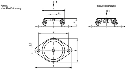 Norelem 27760-062060 MASCHINENFUSS, FORM A - Norelem 27760-A Maschinenfuesse Form A