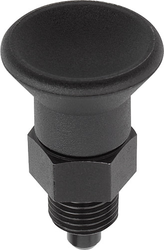 Kipp K0631.15004 ARRETIERBOLZEN GR.0 D1=M08X1, D=4, FORM:A OHNE RASTNUT OHNE KONTERMUTTER, KURZE AUSFÜHRUNG, EDELSTAHL UNGEHÄRTET, KNOPF SCHWARZGRAU RAL 7021 - KIPP K0631-A Arretierbolzen - kurze Ausfuehrung Form
