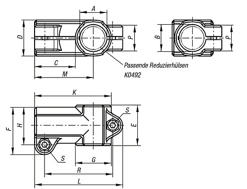 Kipp K0475.1818 WINKELKLEMMSTÜCK THERMOPLAST, - KIPP K0475 Winkelklemmstuecke - Kunststoff