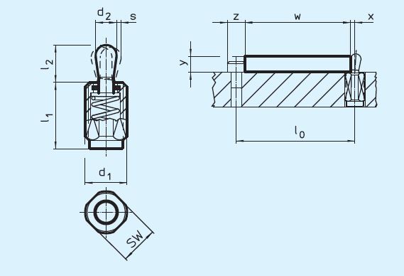 Halder 22150.0410 Seitendruckstück mit Gewinde und Stahlstift mit Abdichtung M 12 x 11.5, / 20 N - EH 22150 Seitendruckstuecke mit Gewinde und Abdichtung