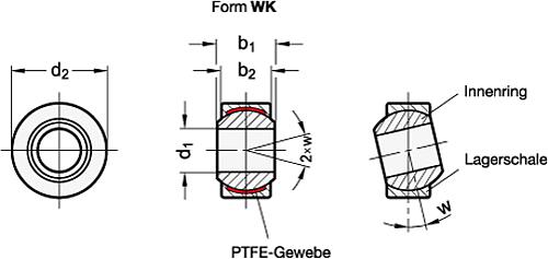 Ganter 648.9-14-28-WK Edelstahl Gelenklager - GN 648-9 Edelstahl Gelenklager-Skizze