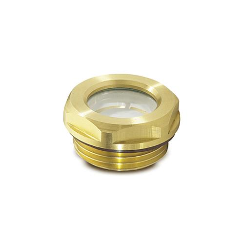 Ganter 743.3-11-G3/8-B ÖLSCHAUGLAS AUS MESSING, MIT NATURGLAS - GN 743-3 Oelschauglaeser - Messing - Sicherheitsglas ESG - Abbildung